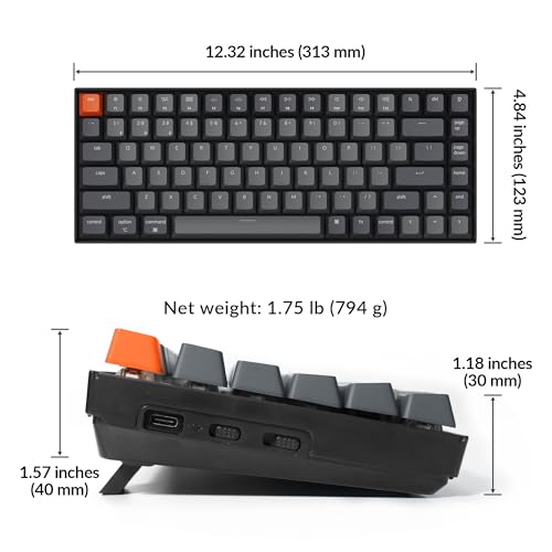 Keychron K2 75% Layout Bluetooth Wireless Mechanical Keyboard K Pro Brown Switch/White LED Backlit/USB C/Anti Ghosting/N-Key Rollover, 84 Keys Gaming Keyboard for Mac Windows-Version 2 - Image 5