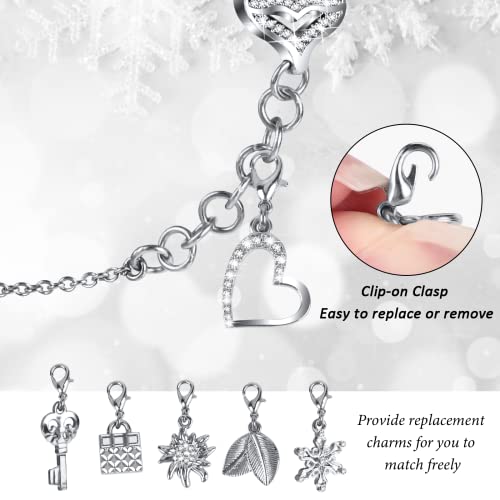 JOYOZY Band Compatible with Apple Watch 38mm 40mm 41mm 42mm 44mm 45mm 46mm, Bling Strap with Glitter Case Built-in Screen Protector, Interchangeable Charms Dressy Bracelet for Women (Silver 40mm) - Image 2