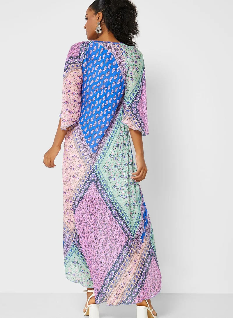 That’s My Gal Asymmetrical V -Neck Printed Dress
