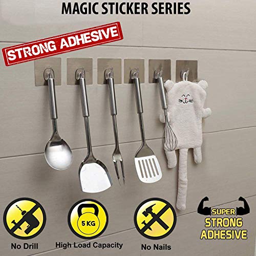 ADTALA Adhesive Stickers ABS Plastic Wall Hooks Utility Code-126 Hook Sticker (Transparent) -8 Pieces - Image 2