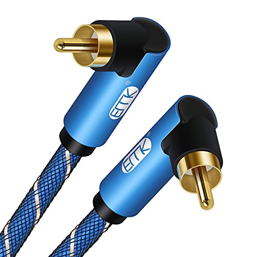 EMK 90 Degree Subwoofer Cable RCA Cable Male to Male Digital Coaxial Audio Cable for Subwoofer, TV, Sound Bars, Amplifier,Speaker (10Feet/3M) - Image 1
