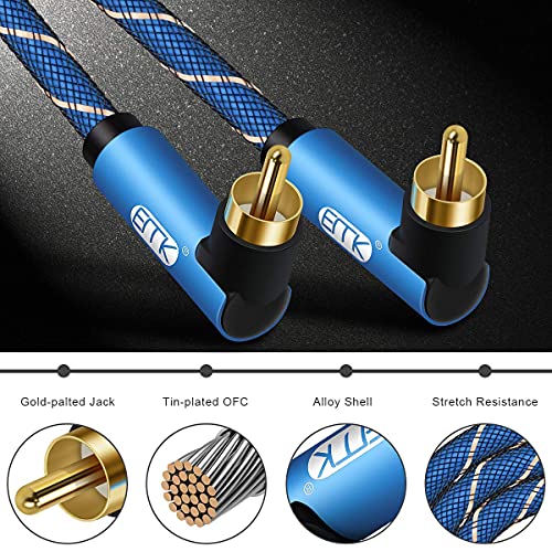 EMK 90 Degree Subwoofer Cable RCA Cable Male to Male Digital Coaxial Audio Cable for Subwoofer, TV, Sound Bars, Amplifier,Speaker (10Feet/3M) - Image 5