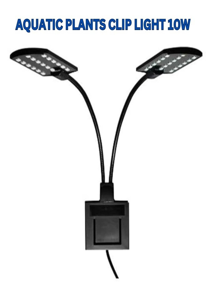 KSH STORE متجر KSH - X7AQUATIC نباتات أحواض السمك، مصباح LED أبيض مزدوج الرأس لنمو النباتات، مصباح إبداعي بمشبك 10 واط - حجم حوض السمك - 30-50 سم، مناسب لأحواض السمك من 2 إلى 4 أقدام (كبير X7) - Image 3