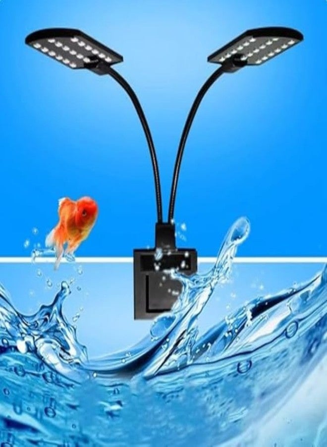 KSH STORE متجر KSH - X7AQUATIC نباتات أحواض السمك، مصباح LED أبيض مزدوج الرأس لنمو النباتات، مصباح إبداعي بمشبك 10 واط - حجم حوض السمك - 30-50 سم، مناسب لأحواض السمك من 2 إلى 4 أقدام (كبير X7) - Image 1