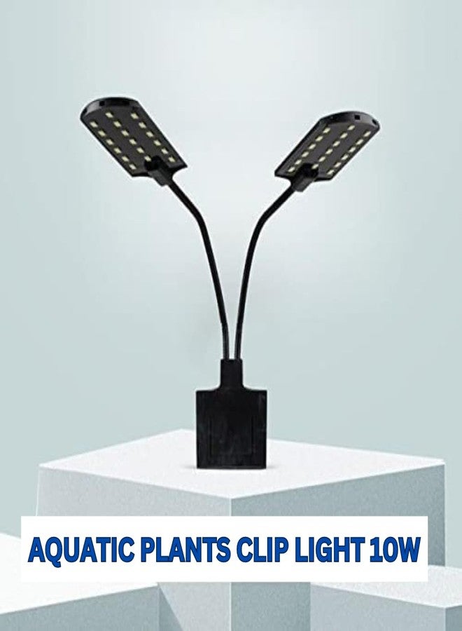 KSH STORE متجر KSH - X7AQUATIC نباتات أحواض السمك، مصباح LED أبيض مزدوج الرأس لنمو النباتات، مصباح إبداعي بمشبك 10 واط - حجم حوض السمك - 30-50 سم، مناسب لأحواض السمك من 2 إلى 4 أقدام (كبير X7) - Image 4
