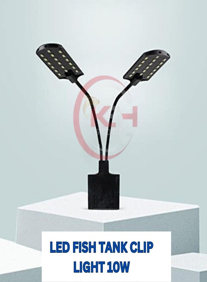 KSH STORE متجر KSH - X7AQUATIC نباتات أحواض السمك، مصباح LED أبيض مزدوج الرأس لنمو النباتات، مصباح إبداعي بمشبك 10 واط - حجم حوض السمك - 30-50 سم، مناسب لأحواض السمك من 2 إلى 4 أقدام (كبير X7) - Image 2