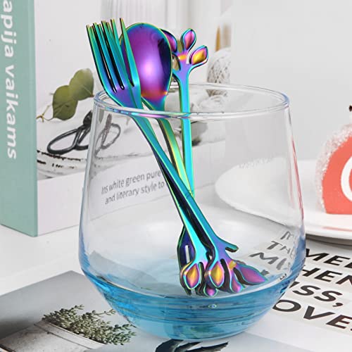 AnSaw 10-Pc Rainbow Mini Spoons & Forks Set, 4.7" - Stainless Steel, Leaf Handle, Ideal for Coffee,Tea, Appetizers, Tastings, Parties, Charcuterie & Cocktails - Image 3
