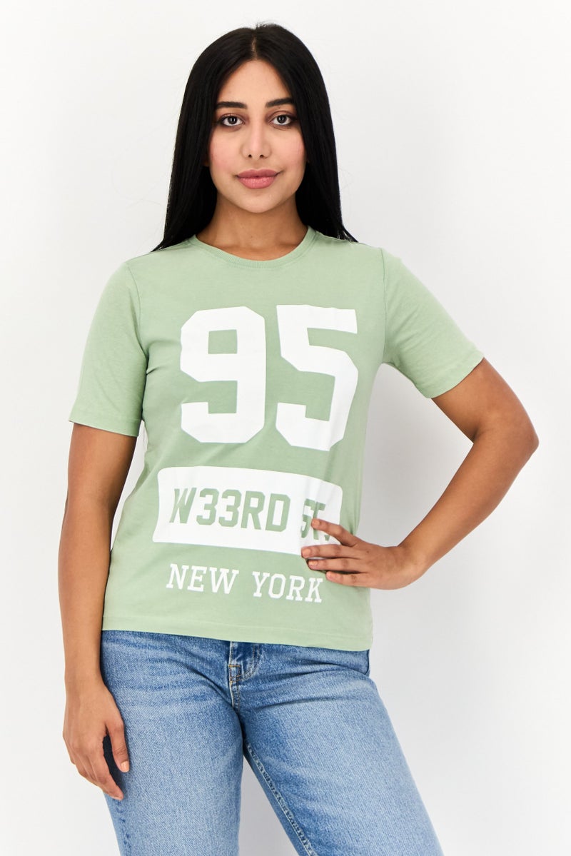 ONLY Women Round Neck Short Sleeve Graphic Print T-Shirt, Multicolor - Image 1