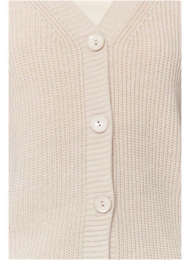 trendyol Stone Basic V-Neck Knitwear Cardigan TWOAW24HI00383  - Image 3