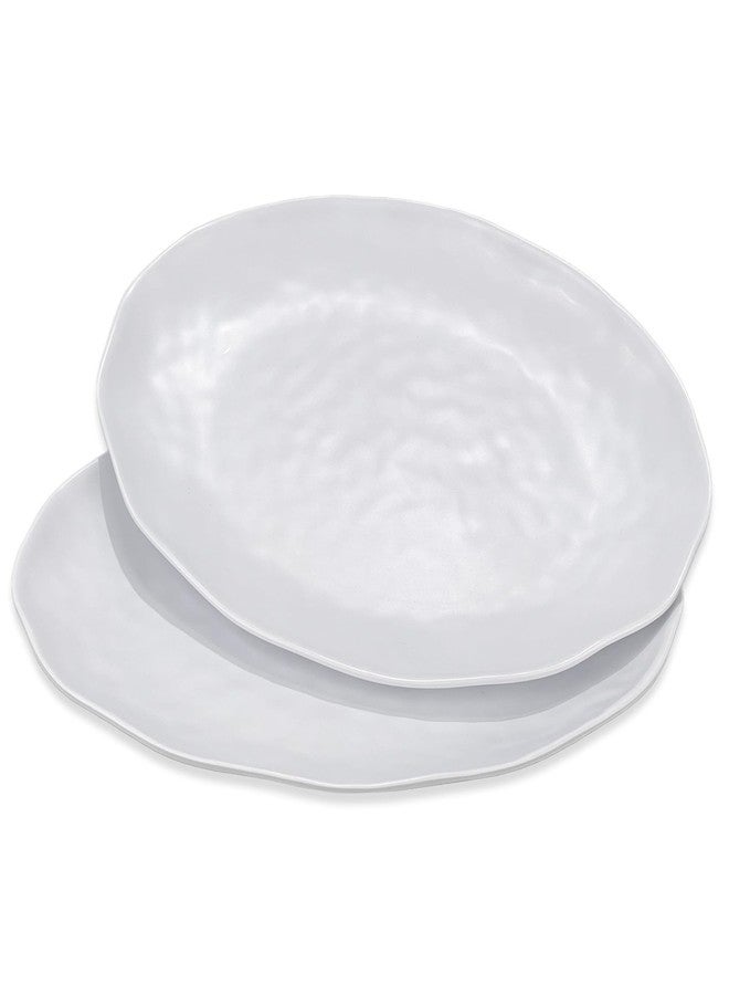 Yalin Oval Large Serving Platter, 16 Inch Melamine Serving Tray, Great for Restaurant, Steak, Salad and Everyday, Set of 2 White Dinner Plates - Image 1