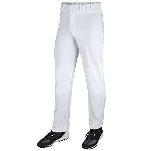 CHAMPRO Boys Open-Bottom Loose-Fit Baseball Pant with Adjustable Inseam and Reinforced Sliding Areas, White, Youth Large - Image 1