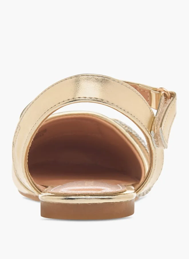 Flora Bella By Shoexpress Girls Embellished Ballerina Shoes with Hook and Loop Closure Ramadan Collection