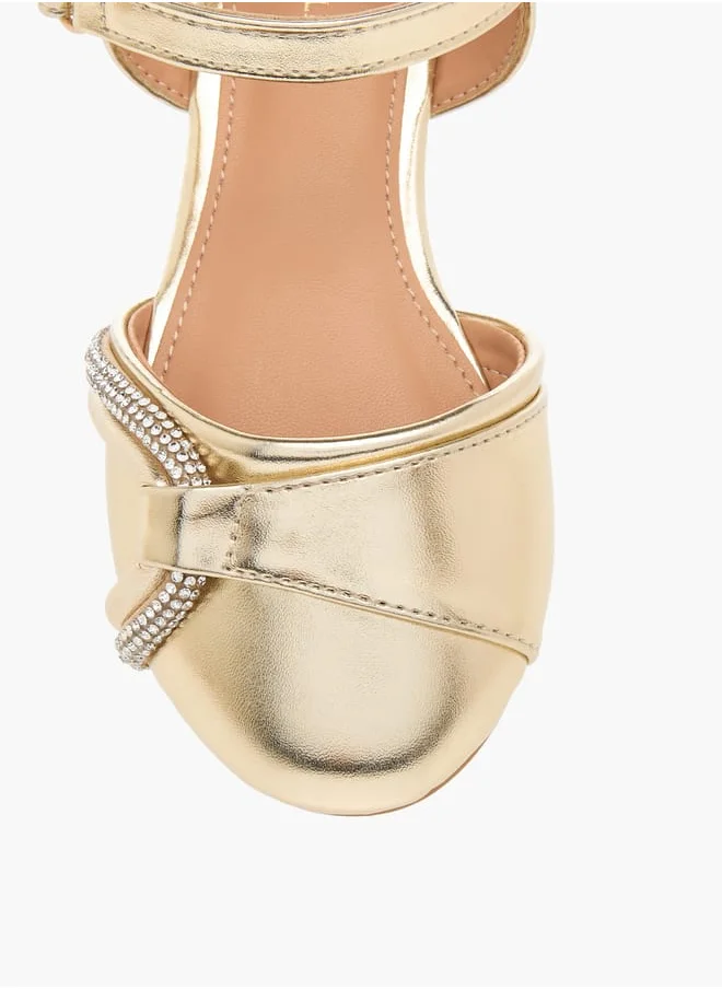 Flora Bella By Shoexpress Girls Embellished Ballerina Shoes with Hook and Loop Closure Ramadan Collection