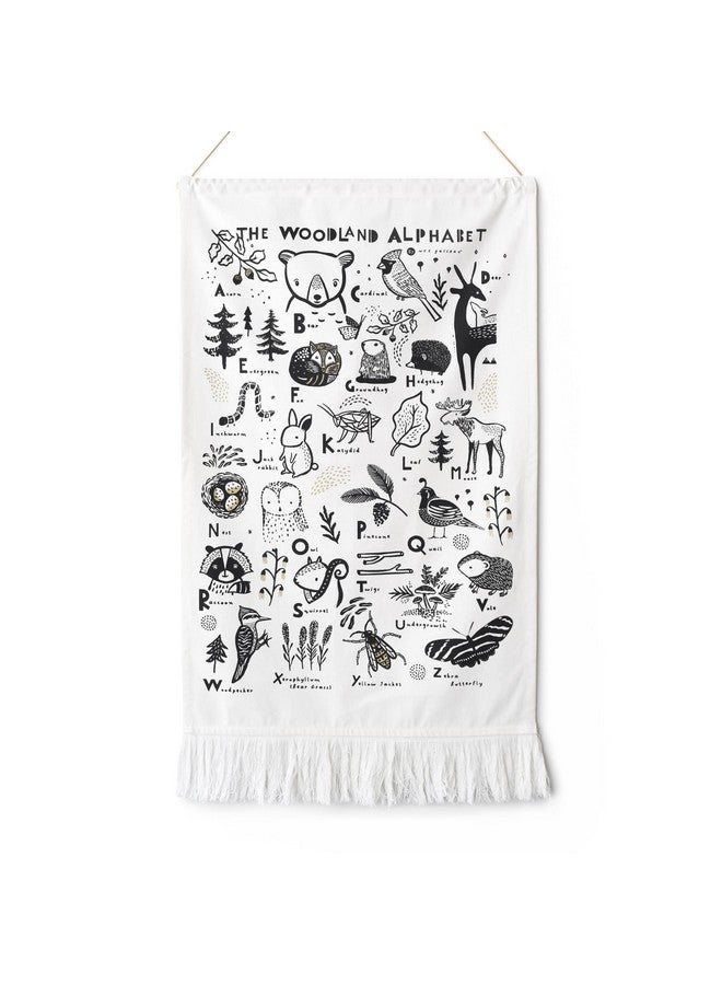Wee Gallery Woodland Animal Alphabet Tapestry - Organic Cotton Fabric Wall Art Adds Texture and Style to Bedroom, Nursery, or Play Room Decor - Educational Gift for Baby and Kids - Image 1