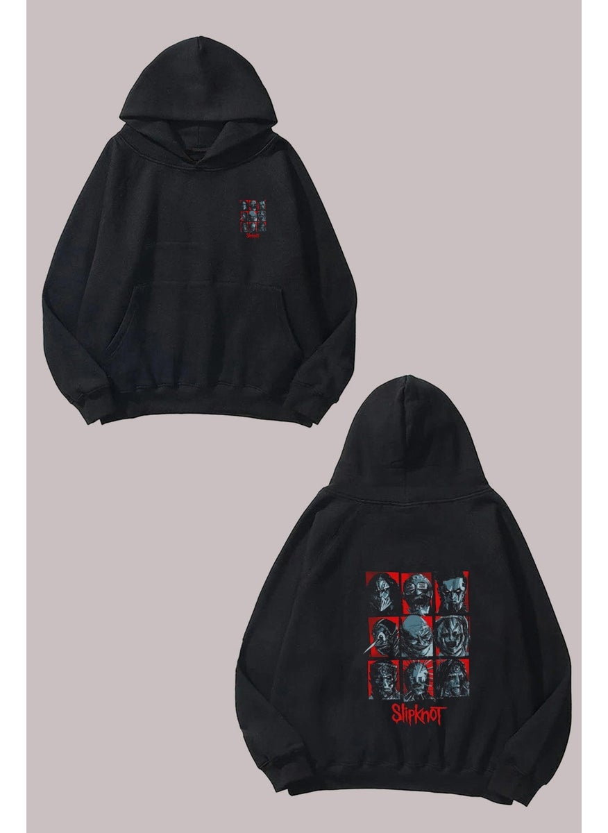 The Wert - Slipknot Faces Design Front Back Printed Regular Fit Black Sweatshirt - Image 1