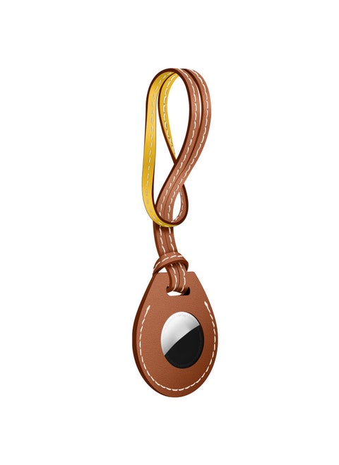 Applicable AirTag Protective Case For Apple Anti-lost Tracking Bag Decoration Leather Case For Apple AirTags Leather Protective Case-Color:Brown-Applicable Model:Airtag