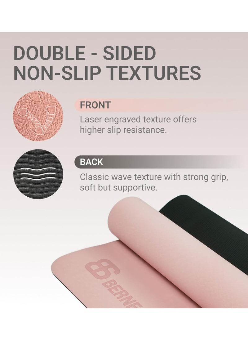 Bernessi 8MM Yoga Mat with Carrying Strap Anti-Slip for Home Workout Exercises Meditation Eco Friendly, Non Skid TPE Yoga Mattres for Pilates 183x61x0.8cm Thick  - Image 2