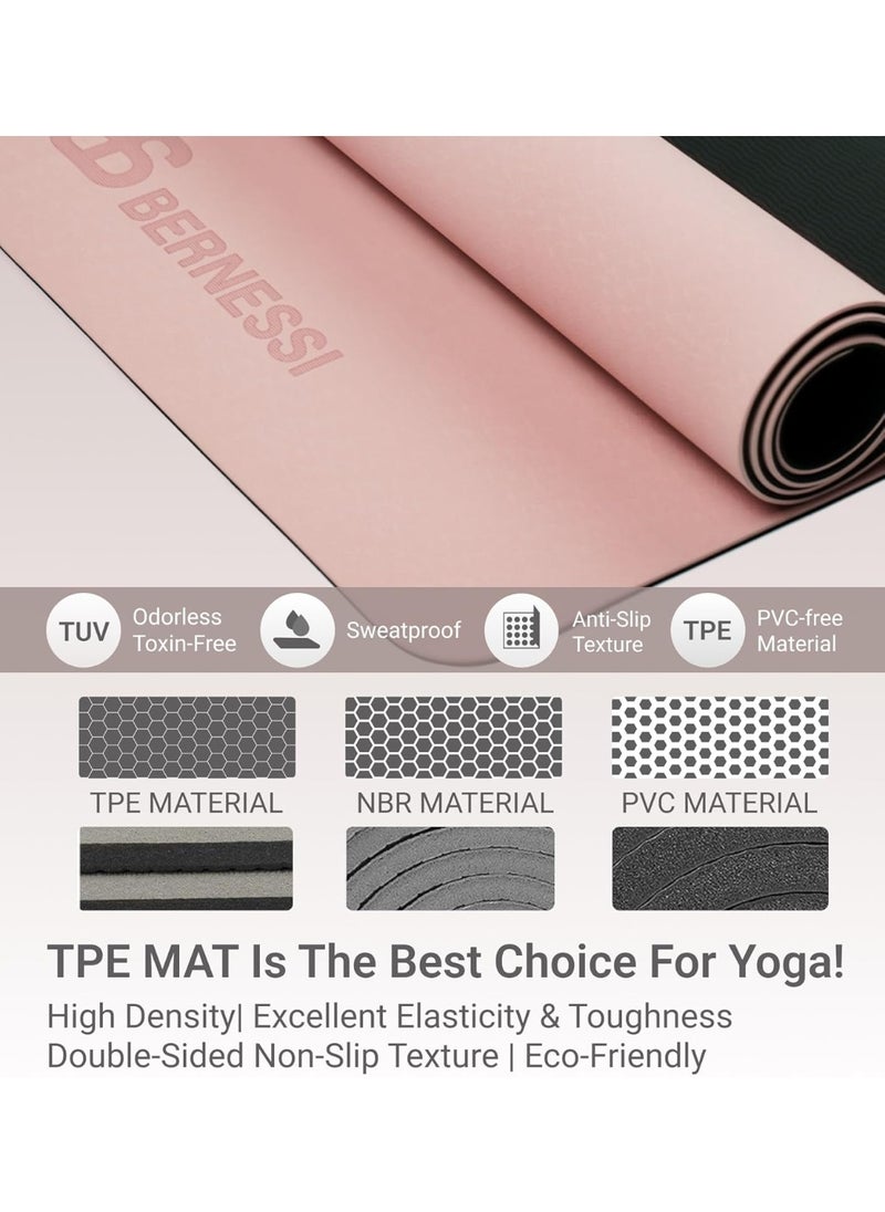 Bernessi 8MM Yoga Mat with Carrying Strap Anti-Slip for Home Workout Exercises Meditation Eco Friendly, Non Skid TPE Yoga Mattres for Pilates 183x61x0.8cm Thick  - Image 3
