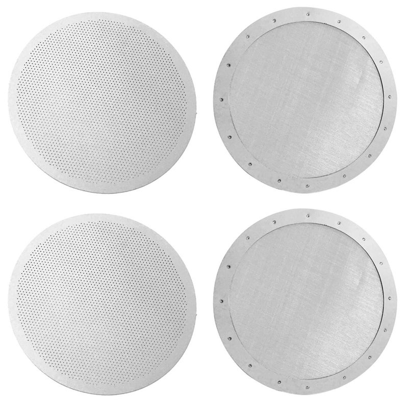 ACKLLR 4 Pack Premium Reusable Coffee Filters Compatible with AeroPress Go coffee press OldNew Aerobie Coffee Makers 2 Types Washable Stainless Steel Metal Mesh Fine MicroFilters Silver