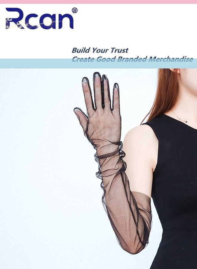 Rcan Ladies Elegant Vintage Mesh Sunscreen Lace Gloves Bridal Wedding Dress Accessories Lolita Long Gloves for Prom Party Wedding Tea Party Cosplay for Women Free Size - Image 2