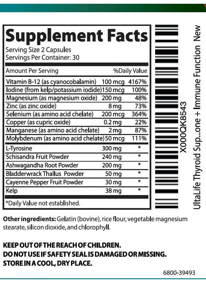 UltaLife Thyroid Support For Women & Men Advanced Thyroid Supplement Assist Metabolism Hormone Balance Better Energy Focus Safe Natural Low Thyroid Supplements Complex Iodine B12 Zinc 60 Capsules  - Image 3