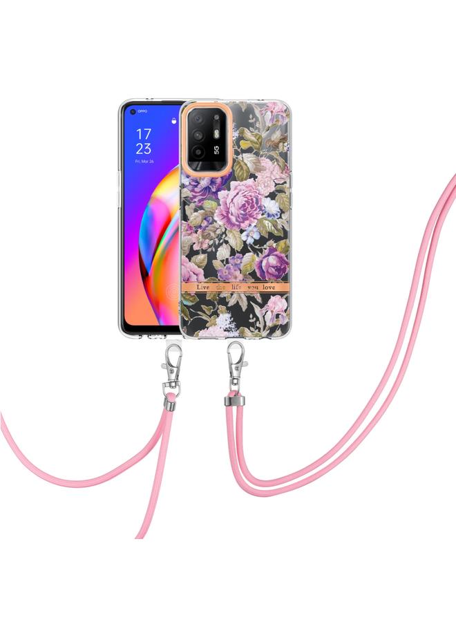 اس-توب جراب لهاتف OPPO A94 5G من سلسلة Flowers جراب TPU مع حبل - Image 1