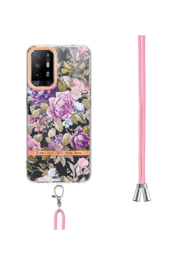 اس-توب جراب لهاتف OPPO A94 5G من سلسلة Flowers جراب TPU مع حبل - Image 3