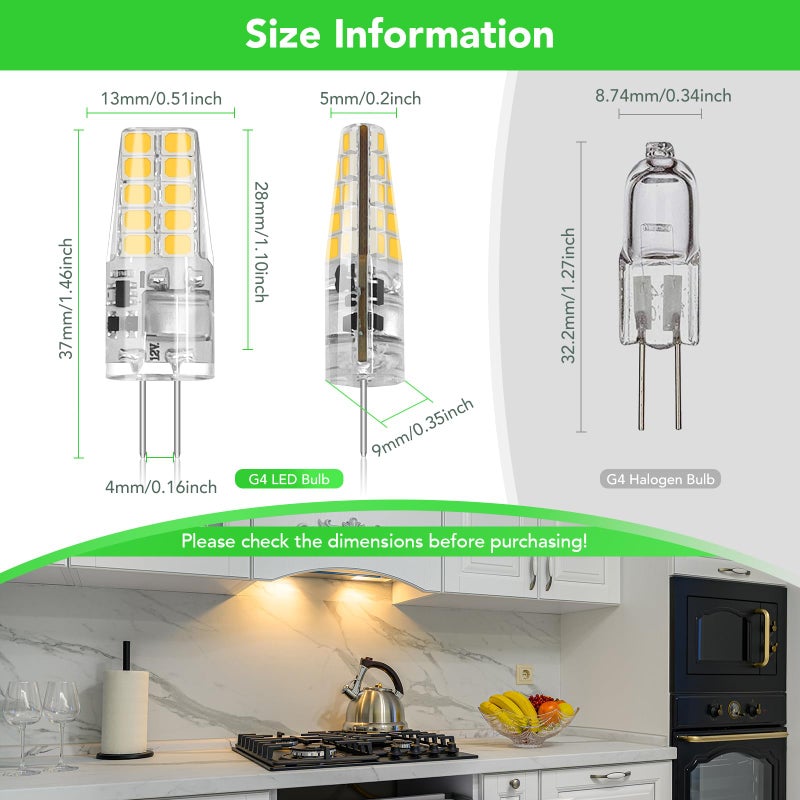 BUBO 10 Pack G4 LED Bulb 2W Equivalent 30W 3000K Warm White 250 Lumens 360Â°Beam Angle, T3 Halogen Bulb Replacement Landscape Bulbs, AC/DC 12V Led Lights G4 Bi-Pin Base for Outdoor Landscape Lighting - Image 2