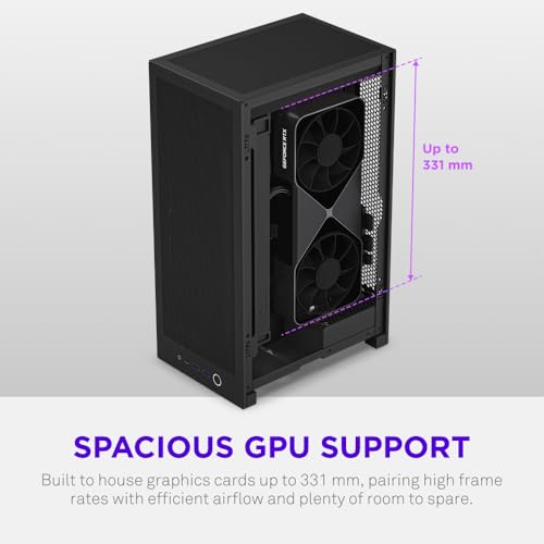 NZXT H2 Flow – Mini-ITX 20.7L High Airflow PC Case – Includes 2 x 120mm Top Fans & PCIe 5.0 Riser Cable – 331mm GPU – 280mm Radiator – Black - Image 5