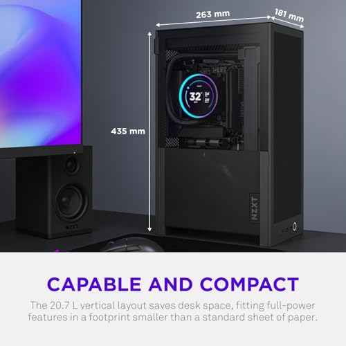 NZXT H2 Flow – Mini-ITX 20.7L High Airflow PC Case – Includes 2 x 120mm Top Fans & PCIe 5.0 Riser Cable – 331mm GPU – 280mm Radiator – Black - Image 3