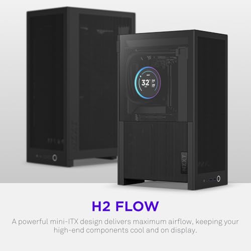 NZXT H2 Flow – Mini-ITX 20.7L High Airflow PC Case – Includes 2 x 120mm Top Fans & PCIe 5.0 Riser Cable – 331mm GPU – 280mm Radiator – Black - Image 2