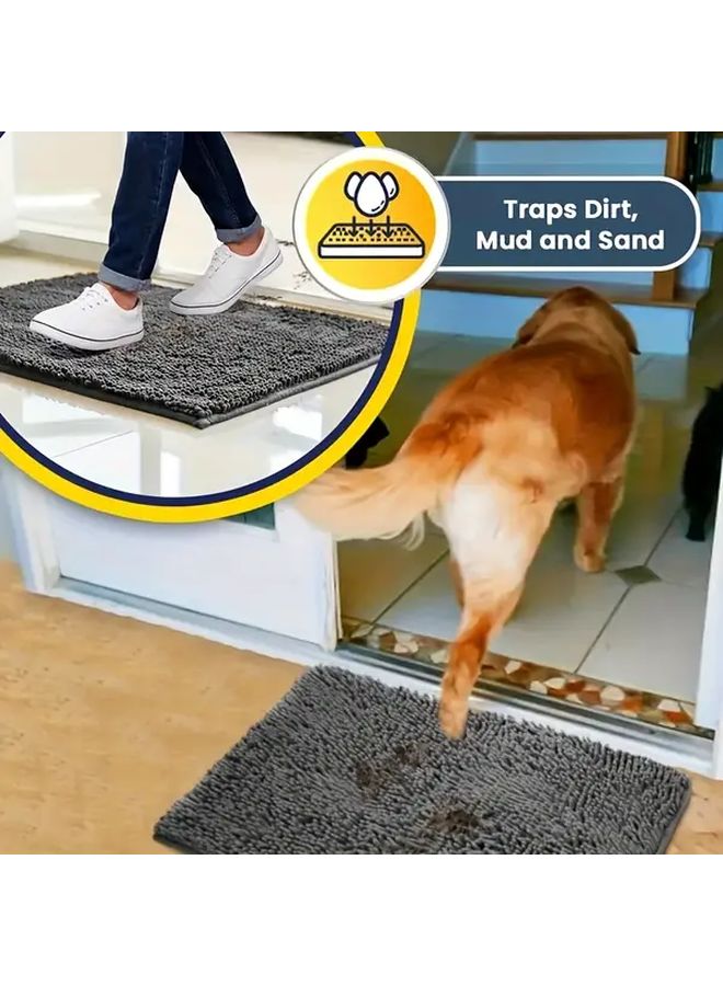 Dark Gray Quick Dry Absorbent Non Slip Dog Mud Mat 80cmx50cm - Image 3
