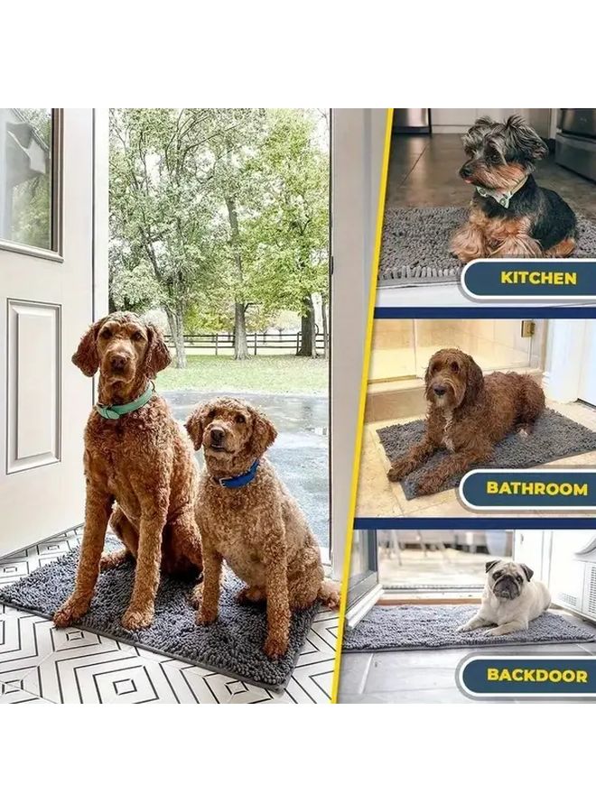 Dark Gray Quick Dry Absorbent Non Slip Dog Mud Mat 80cmx50cm - Image 1