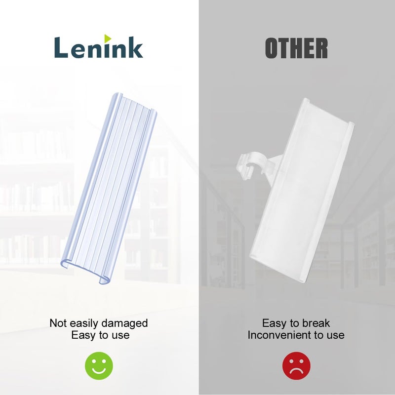 Lenink 20Pcs Wire Shelf Label Holders,Plastic Wire Rack Label Holder Compatible with Metro and Nexel 1-1/4in Shelves,Label Area 6in Lx1.25in H (Label Paper Not Included) - Image 5