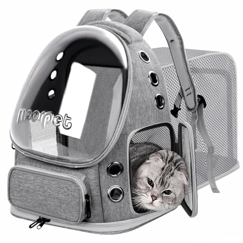 YUNLINLI Breathable Cat Bubble Backpack Large Space Pet Carrier Backpack Expandable for Kitty Dog Foldable Airline Approved Cat Backpack Transparent PetTravel Backpack Up to 20 lbs Green Grey - Image 2