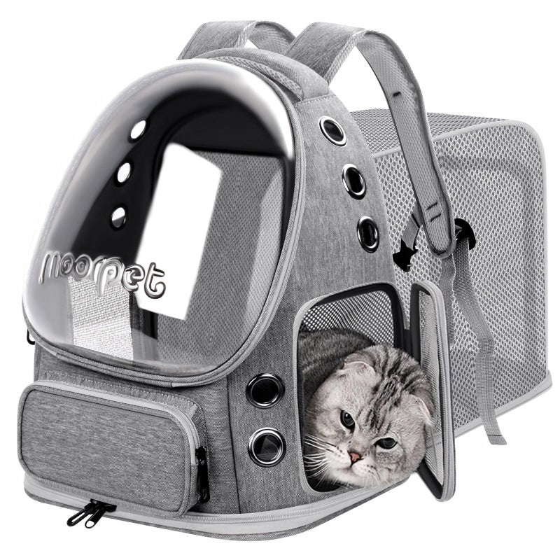 YUNLINLI Breathable Cat Bubble Backpack Large Space Pet Carrier Backpack Expandable for Kitty Dog Foldable Airline Approved Cat Backpack Transparent PetTravel Backpack Up to 20 lbs Green Grey - Image 3