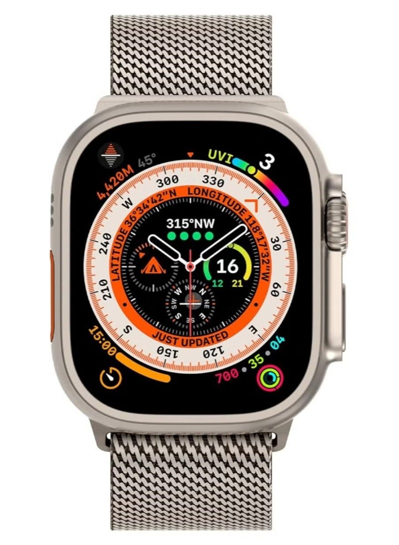 for Apple Watch Metal Bands Ultra 2 49mm 46mm Series 10, 1:1 Stainless Steel Mesh Loop with Parachute-style Metal Buckle for Apple Watch Series 7 8 9 45mm Series 6 5 4 44mm, Titanium - Image 2