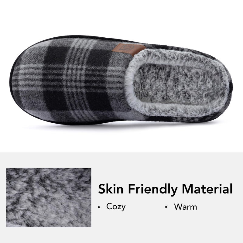 ULTRAIDEAS Casual Slippers for Men, Slip On Men's Slippers with Memory Foam & Rubber Sole Indoor (Grey/Black, Size 11-12) - Image 4