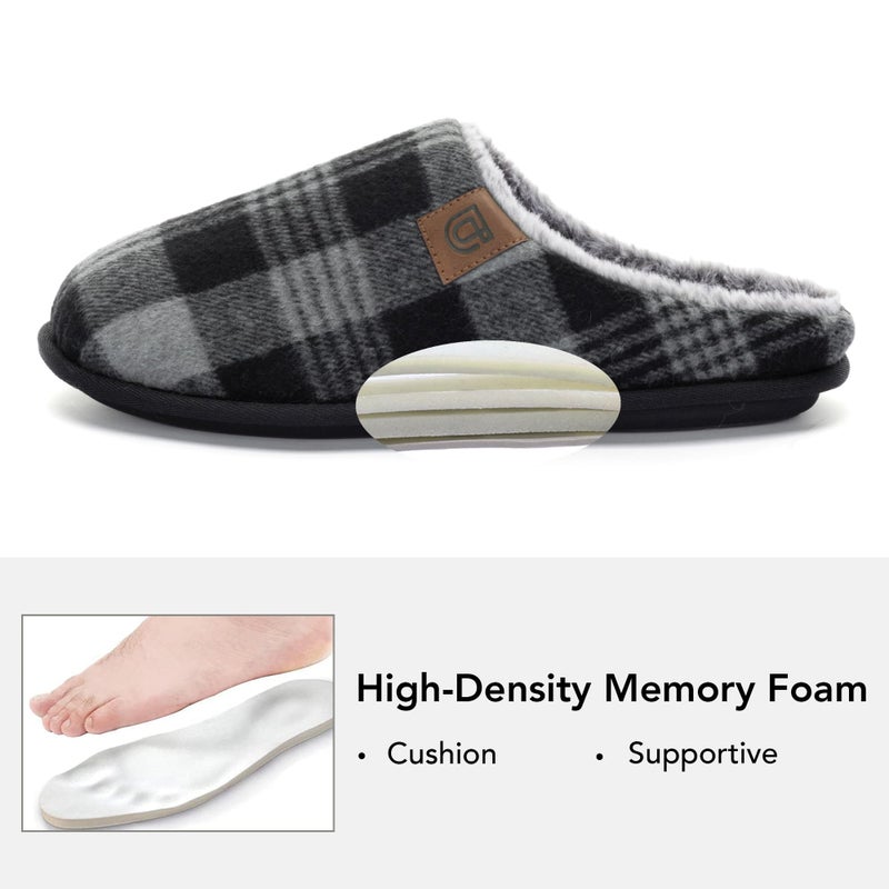 ULTRAIDEAS Casual Slippers for Men, Slip On Men's Slippers with Memory Foam & Rubber Sole Indoor (Grey/Black, Size 11-12) - Image 5