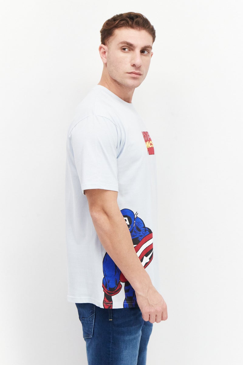 MARVEL Men Crew Neck Short Sleeves Printed T-Shirt, Light Blue - Image 3
