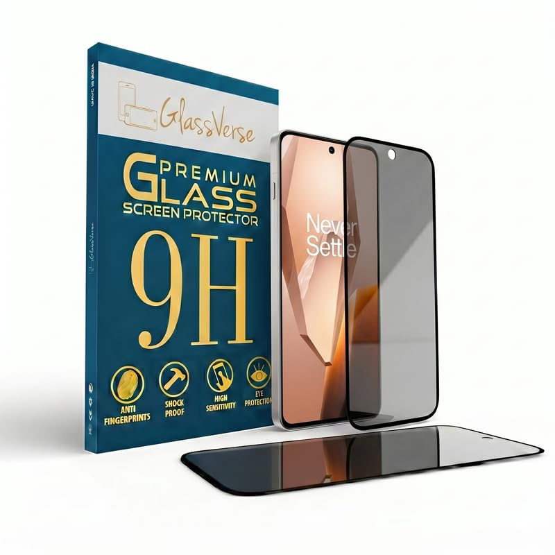 GlassVerse Ultra Privacy Tempered Glass For Oneplus 13R (PACK OF 1) with Free Installation Kit. Edge To Edge. (In-Screen FingerPrint Lock will not work with the Privacy Guard) - 6.78 inch - Image 1