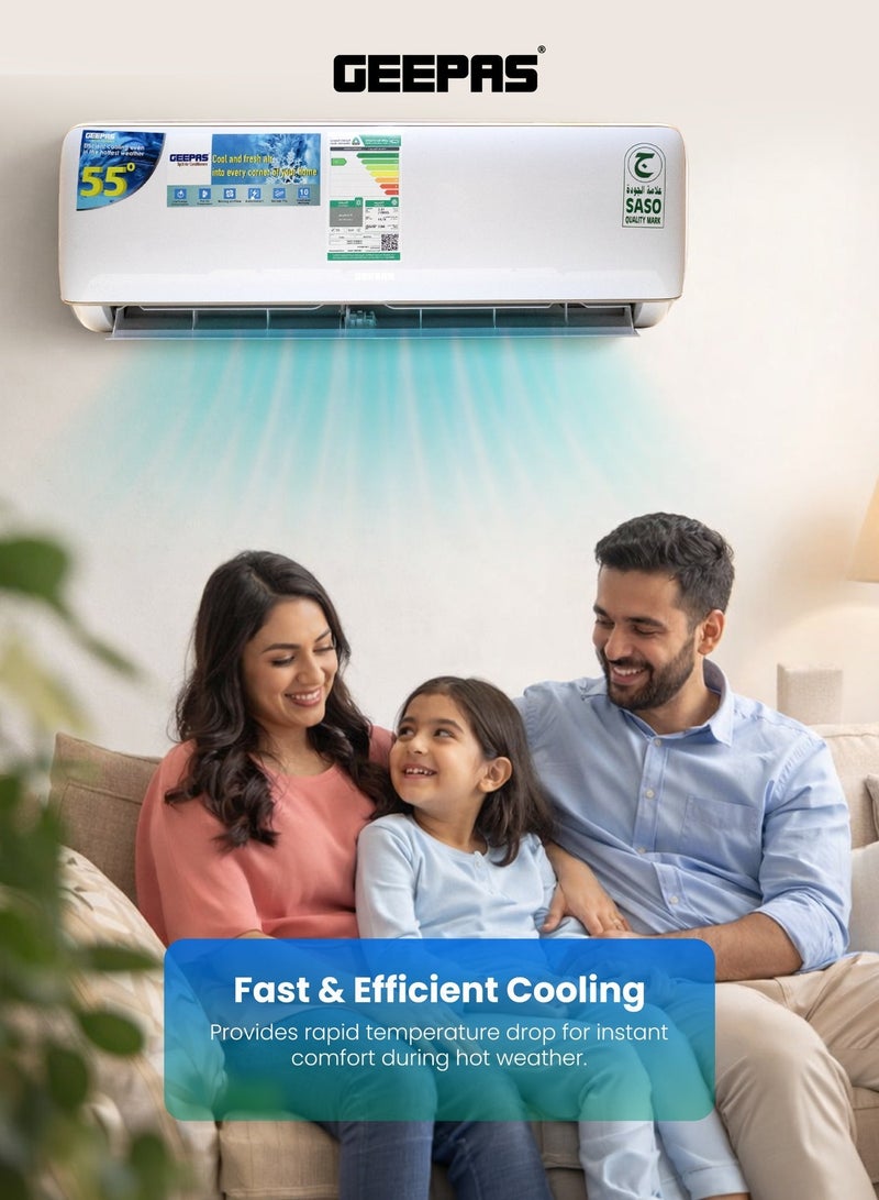 جيباس مكيف هواء سبليت 1.0 طن (12,000 BTU) - مكيف هواء ذكي مع تقنية العاكس، تنظيف ذاتي، تدفق هواء 4D وضمان ضاغط لمدة 10 سنوات - Image 2