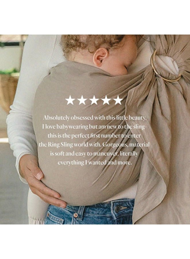 WildBird Ring Sling Baby Carrier - 0-36 Months (up to 35 lbs) - Standard (74") Desert Lark & Black Ring - Front, Hip or Back Carry - Adjustable Fit - Natural Linen - Baby Essentials - New Mom Gifts - Image 4