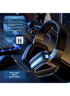 RTAKO Gaming Headset Overhead Wired Bass Noise Reduction For Desktop Notebook E-sports King Chicken Eating Headphones-Color:Dark Night Black Bright Surface Dual 3.5 Interface-mobile Phone/tablet/desktop/notebook Universal