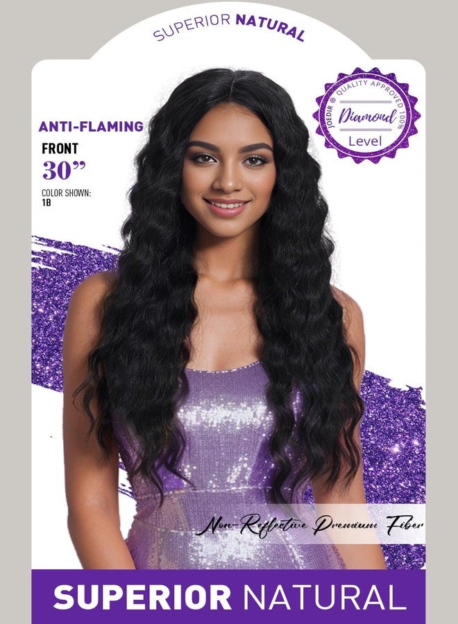 Joedir 30" Long Wavy Lace Front Deep Part Wig Superior Natural Hair with Baby Hair Heat Resistant Synthetic Wigs For Women 130% Density(Black Color) - Image 2