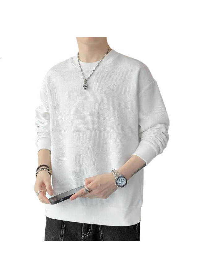 Romon Sweatshirt For Men, Spring Long-Sleeve T-Shirt, Versatile Fashionable Loose Trendy Top, Men'S Clothing, White, 4Xl - Image 2