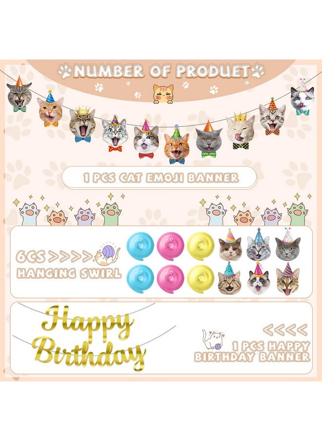 Bluegogo Cat Theme Birthday Party Decorations, Cat Birthday Decorations Cat Banner Happy Birthday Banner Cat Hanging Cutouts Hanging Swirl Decor  - Image 2