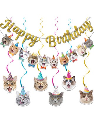 Cat Theme Birthday Party Decorations, Cat Birthday Decorations Cat Banner Happy Birthday Banner Cat Hanging Cutouts Hanging Swirl Decor - pzsku/Z8909347548D034BD4108Z/45/1745645553/3076c56e-2827-46b0-94f4-4de006597c49