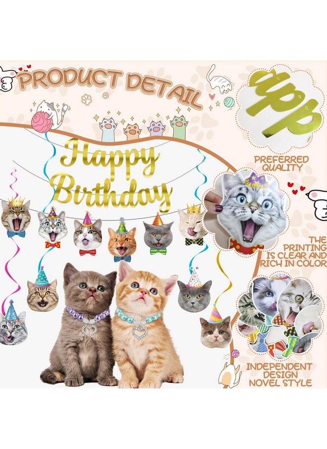 Bluegogo Cat Theme Birthday Party Decorations, Cat Birthday Decorations Cat Banner Happy Birthday Banner Cat Hanging Cutouts Hanging Swirl Decor  - Image 4