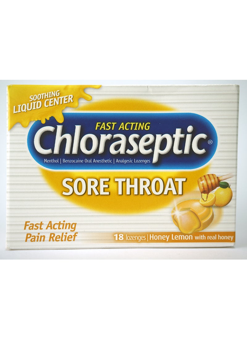Chloraseptic Sore Throat Lozenges Liquid Center, Honey Lemon-18'S[3X6'S Blisters]  - Image 1